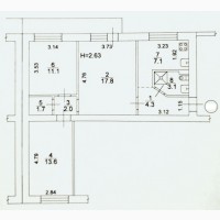 Без комиссии, м. Олимпийская, Продам 3-комнатную квартиру 66кв.м