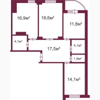Продается просторная 3-х комнатная квартира (91, 7кв.м.) в новом ЖК «Янтарный»