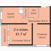 Продам двухкомнатную квартиру 62м2 в ЖК Омега / Толбухина