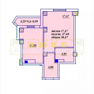 Продам однокомнатную квартиру 38, 7м2 в ЖК Радужный 2